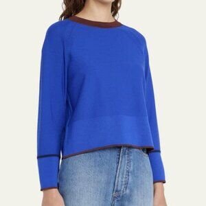 Victoria Beckham Raglan Sleeve Crew Neck Sweater Electric Blue